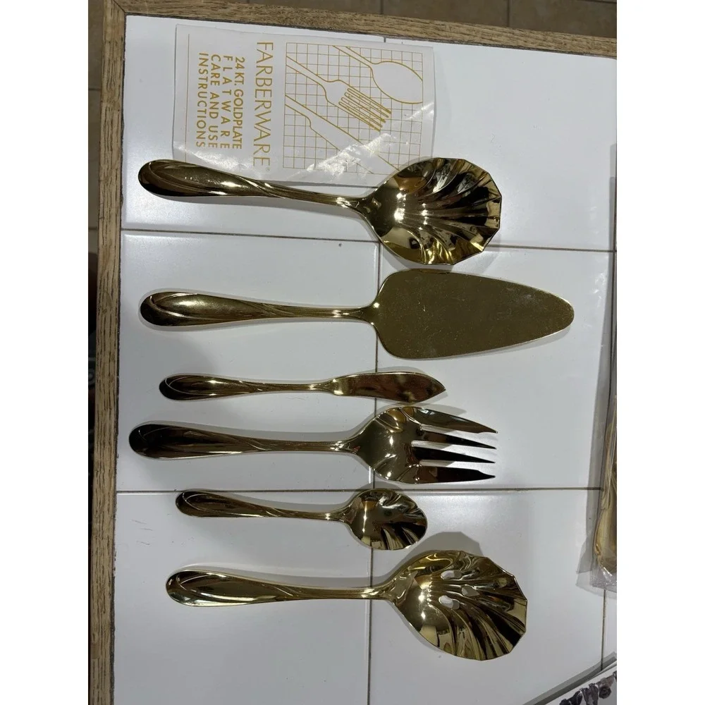 Farberware Chambord Regal 24k Gold Electroplate Serving Tableware Lot Of 6